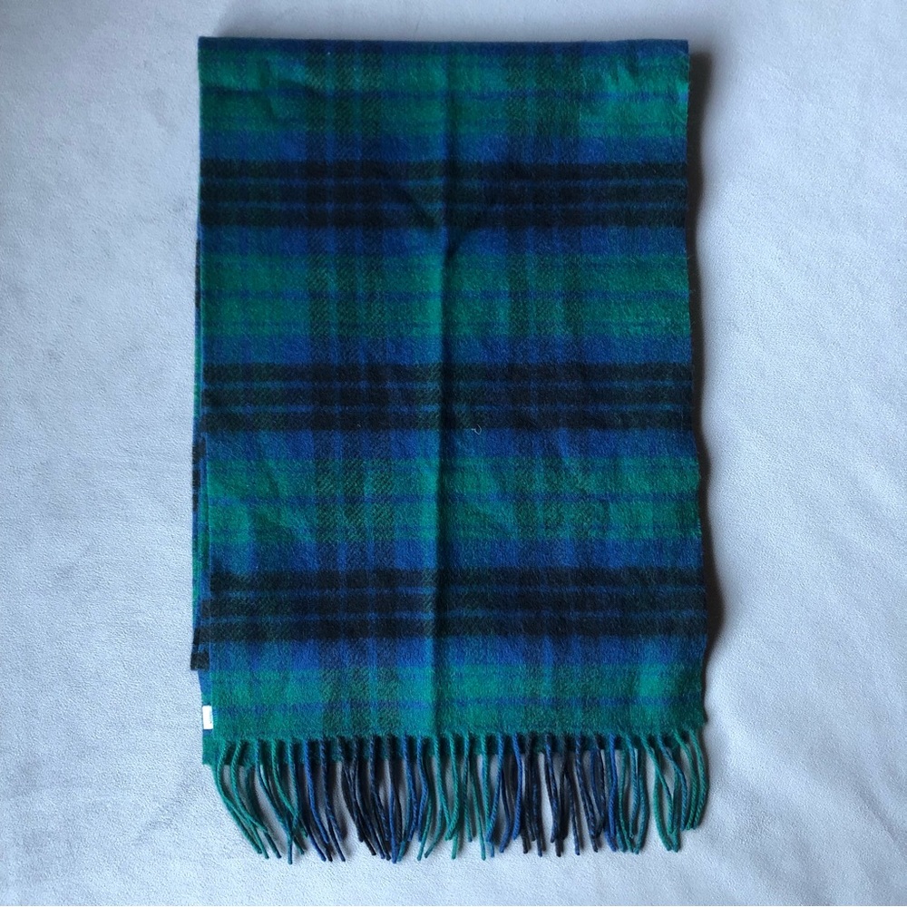 Nordstrom ~ Blue Green Plaid Scarf ~ Cashmere Blend